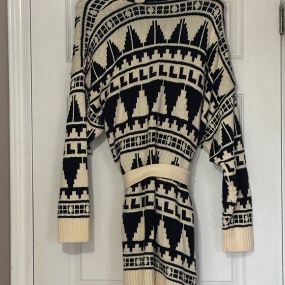 Lauren by Ralph Lauren Geo-Motif Wool-Blend Belted Cardigan (XL) - Picture 2 of 3